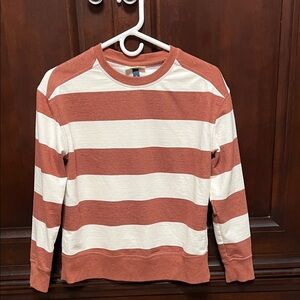 Striped Rust and White women’s long sleeve